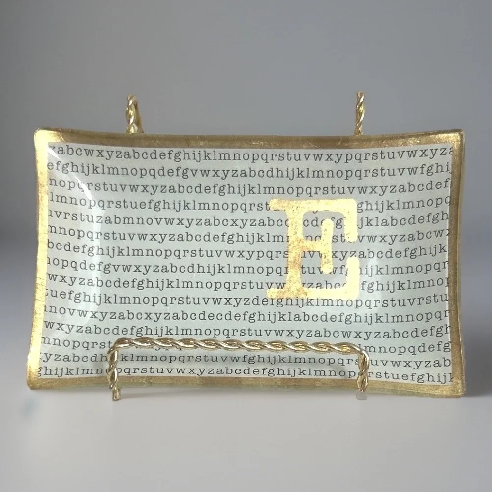 Jay Companies American Atelier Gold Accent Tray Letter E Trinket Rings Chic Boho